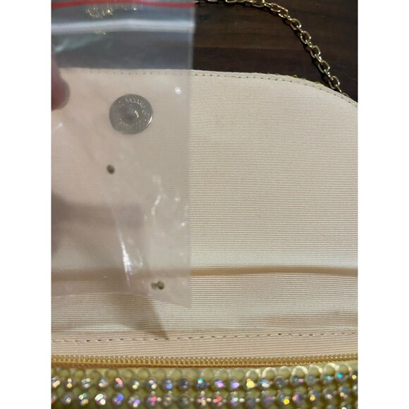 Vintage Rhinestone Evening Clutch Purse Gold Light Chain Should Strap Formal - Picture 8 of 11